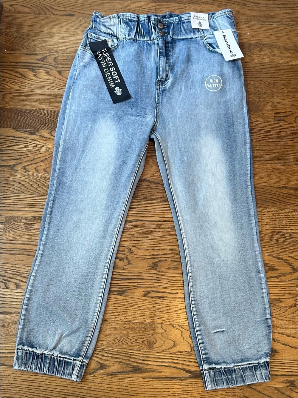 BAMBOO Light Blue Fall Boyfriend Jeans joggers NWT 0063